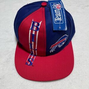 Vintage 90s Buffalo Bills Snapback Hat Drew Pearson Team NFL Blue and Red Cap